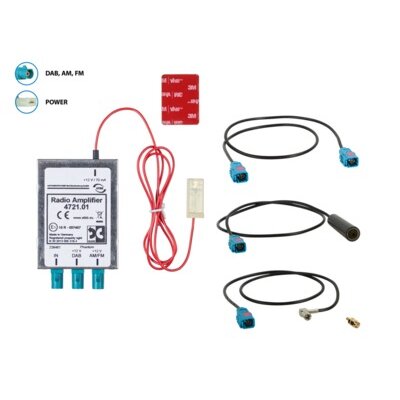 Antennensplitter AM/FM DAB+ Fakra(m)>DIN(m)/SMA(m)/SMB(f)