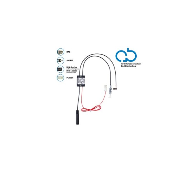 Antennensplitter AM/FM DAB+ DIN(f)>DIN(m)/SMB(f) verstärkt