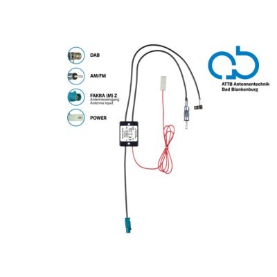 Antennensplitter AM/FM DAB+ Fakra(m)>DIN(m)/SMB(f)...
