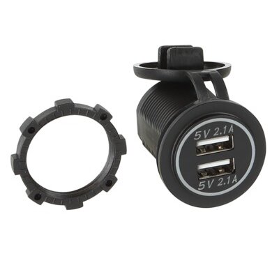USB Ladeadapter 12V/24V USB-A 2x5V 2.1A LED rot