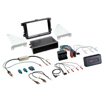 2-DIN Kit mit Fach Skoda/VW Klavierlack 40Pin i-dapter