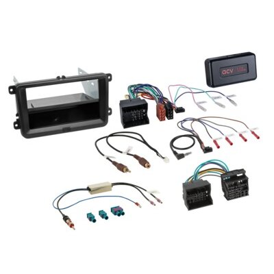 2-DIN Kit mit Fach Skoda/VW schwarz 40Pin/52Pin i-dapter