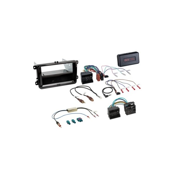 2-DIN Kit mit Fach Skoda/VW Klavierlack 40Pin/52Pin i-dapter