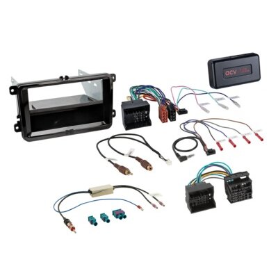 2-DIN Kit mit Fach Skoda/VW Klavierlack 40Pin/52Pin i-dapter