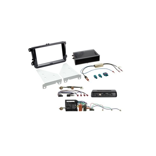 2-DIN Kit mit Fach Skoda/VW Klavierlack 52Pin i-dapter