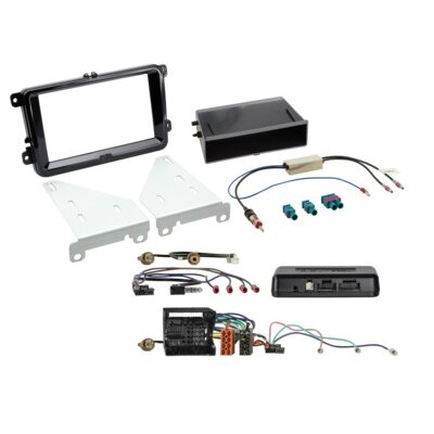 2-DIN Kit mit Fach Skoda/VW Klavierlack 52Pin i-dapter
